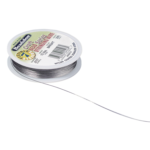 Schmuckdraht 0,38 mm Ø - Kunststoffummantelt - 9,2 m Spule - Silber