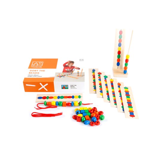Sortierperlen Set für Kinder ab 3 Jahren - Holz-Schmuckelemente
